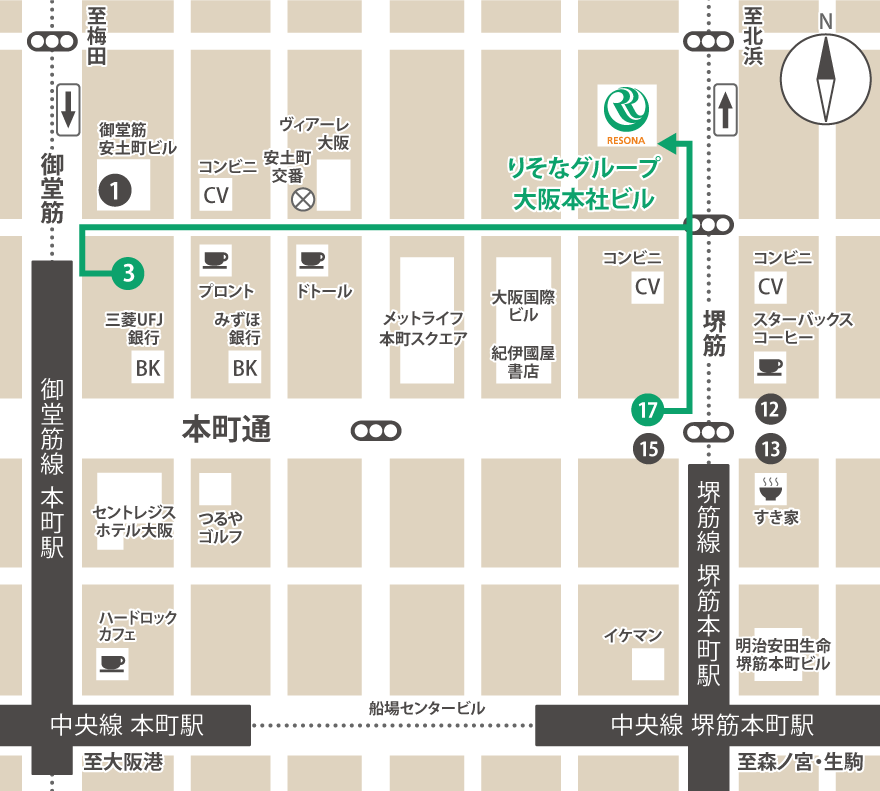 関西みらい銀行本店地図