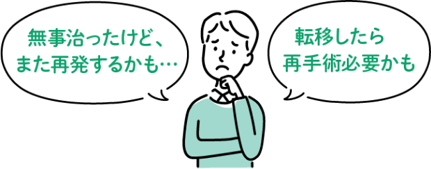 無事治ったけど、また再発するかも… 転移したら再手術必要かも