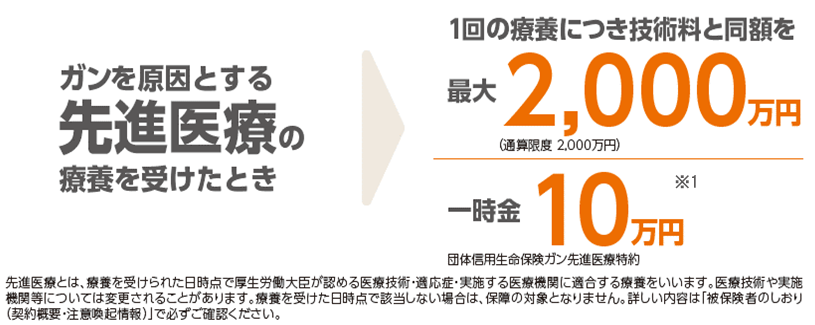 ガンを原因とする先進医療の療養を受けたとき