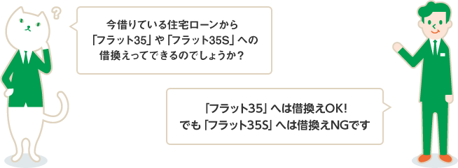 今借りている住宅ローンから「 フラット35 」や「 フラット35S 」への借換えってできるのでしょうか？ 「フラット35」へは借換えOK！でも「フラット35S」へは借換えNGです