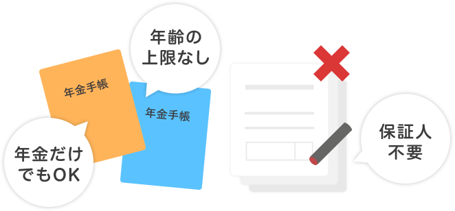 年金だけでもOK 年齢の上限なし 保証人不要