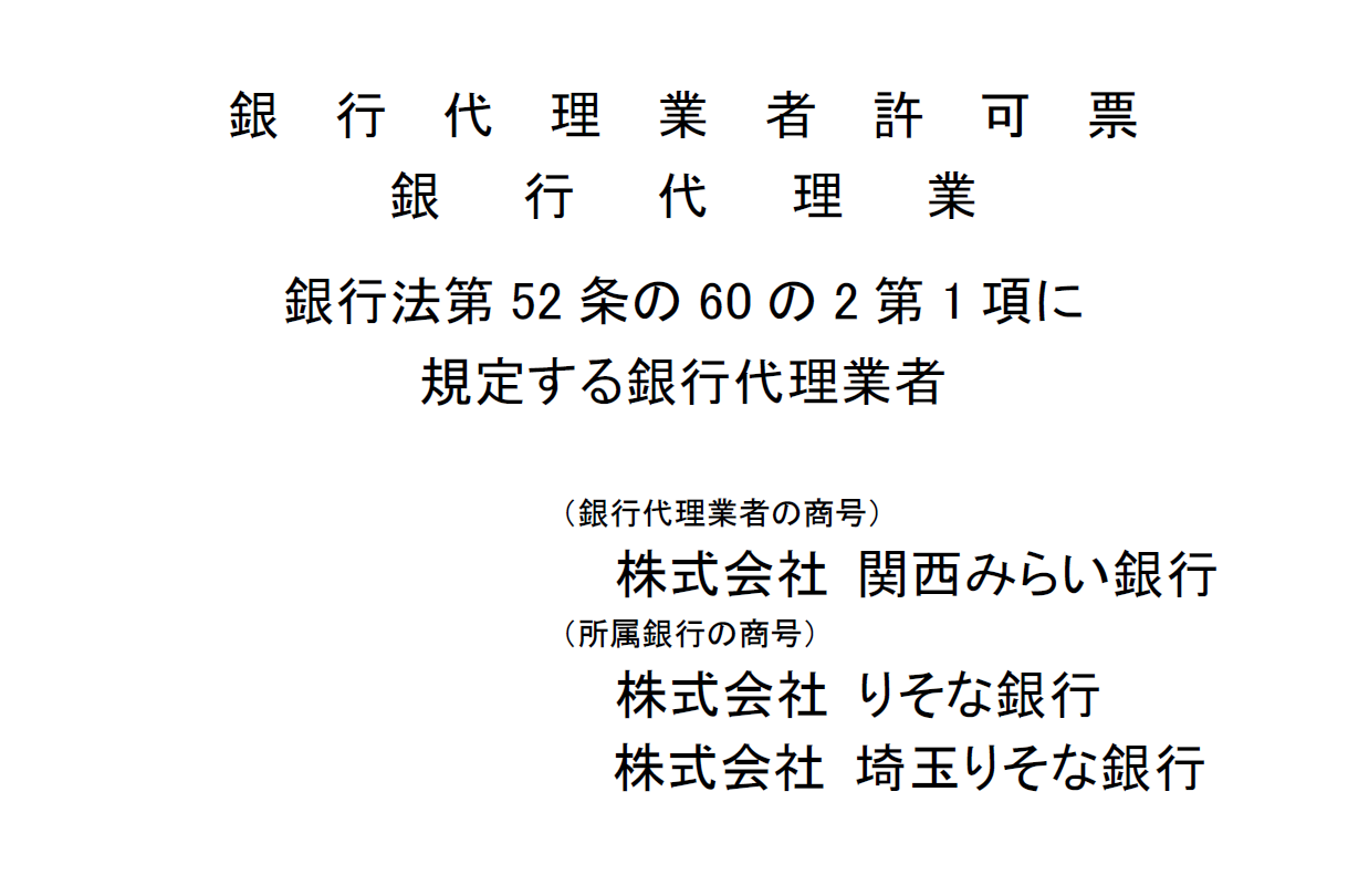 銀行代理業者に関する事項、銀行代理業者許可票